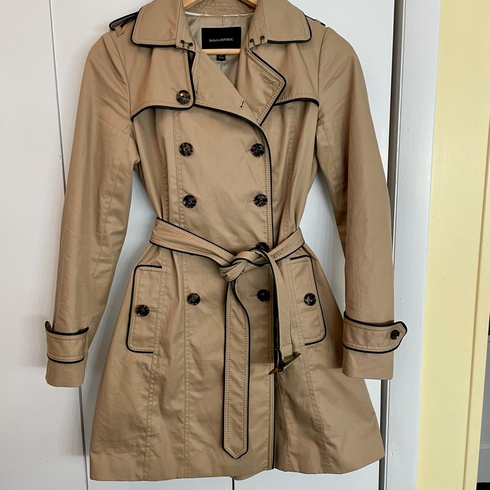 Banana Republic leather trimmed Trench